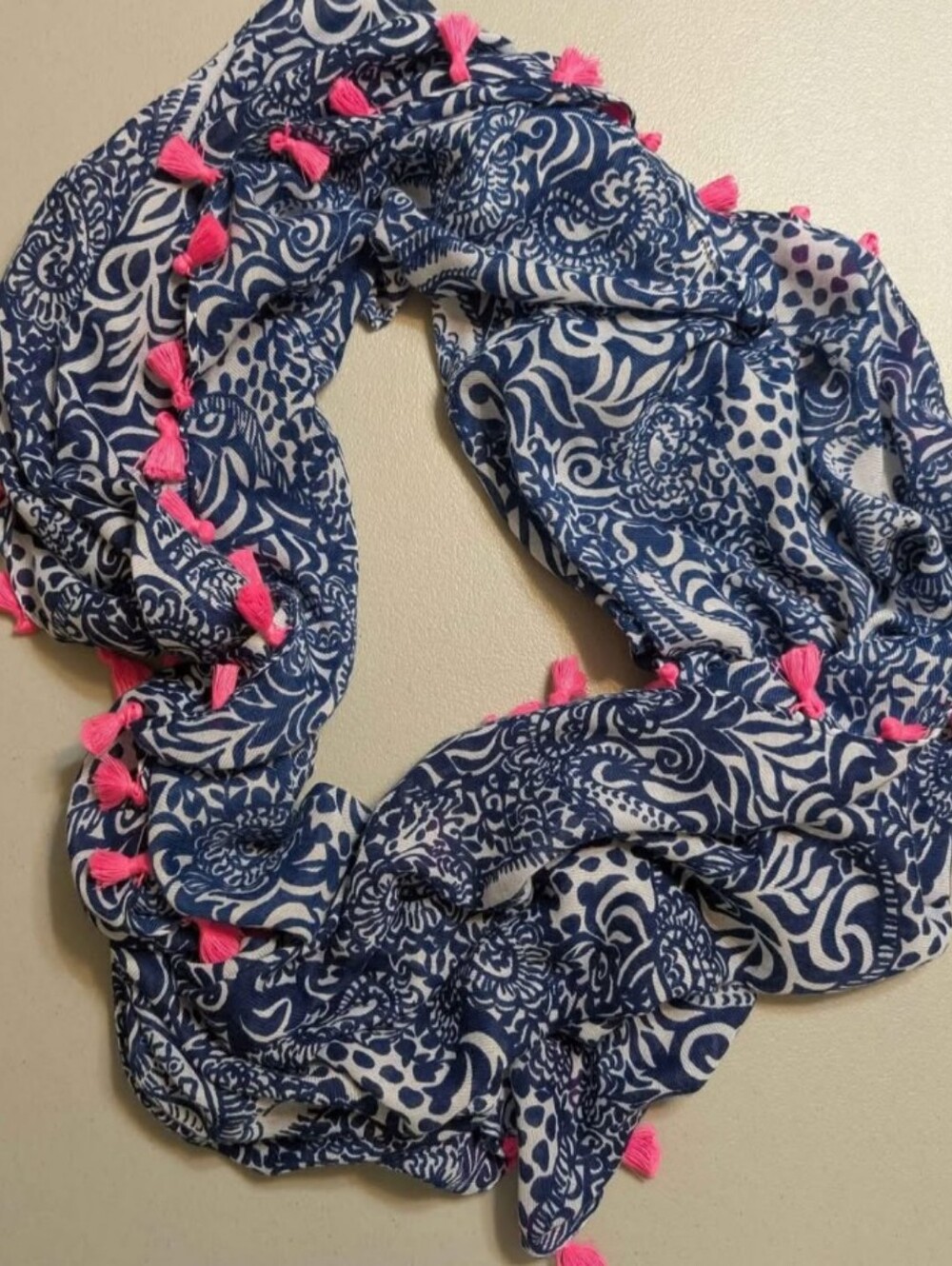 Lilly Pulitzer blue and pink infinity scarf